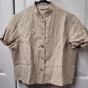 Valerie Stevens Sport Blouse Top Women's Size: Petite Medium Linen Silk Blend